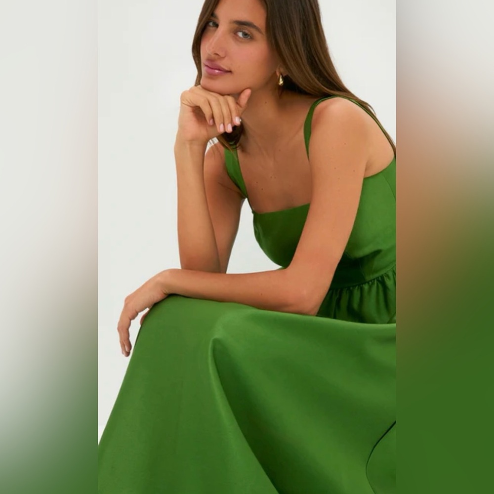 Tuckernuck Green Dupioni Esme Dress Midi Sleeveless NWT Xs - Picture 6 of 10